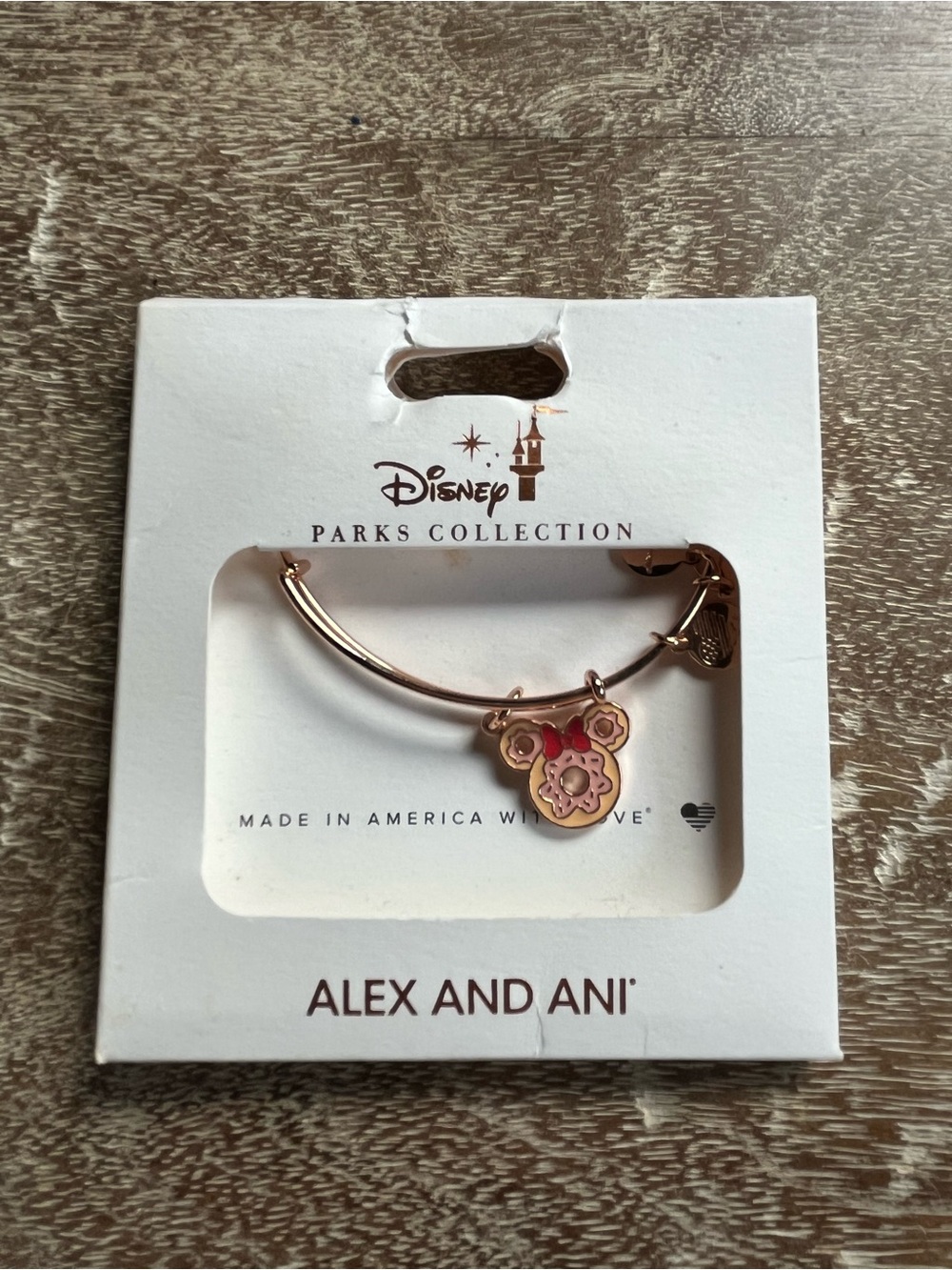 Alex and Ani Rose Gold Minnie Floral Charm Bangle